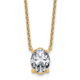 14k 3 carat Lab Grown Diamond VS+ F+ Oval Complete Four Prong 18 inch Pendant Necklace